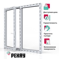 Пластиковое окно РЕХАУ EXPERIENCE BLITZ 1200х1200 мм (ВхШ) двухстворчатое, поворотно-откидное левое / глухое правое, двухкамерный стеклопакет, белое